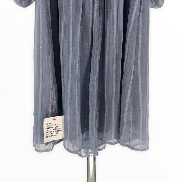 ASOS Maternity Off Shoulder Blue Stripe Mini Dress with Sheer Blouson Sleeve - Picture 10 of 14